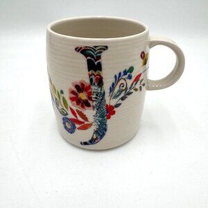 Anthropologie STARLA M. HALFMANN Petal Palette Monogram Mug Letter J Floral